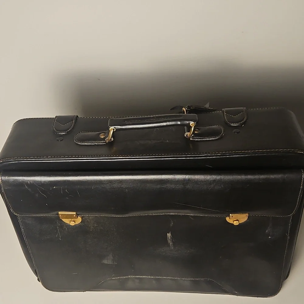 Vintage Principe Black Leather Briefcase Suitcase Luggage Buisness Bag